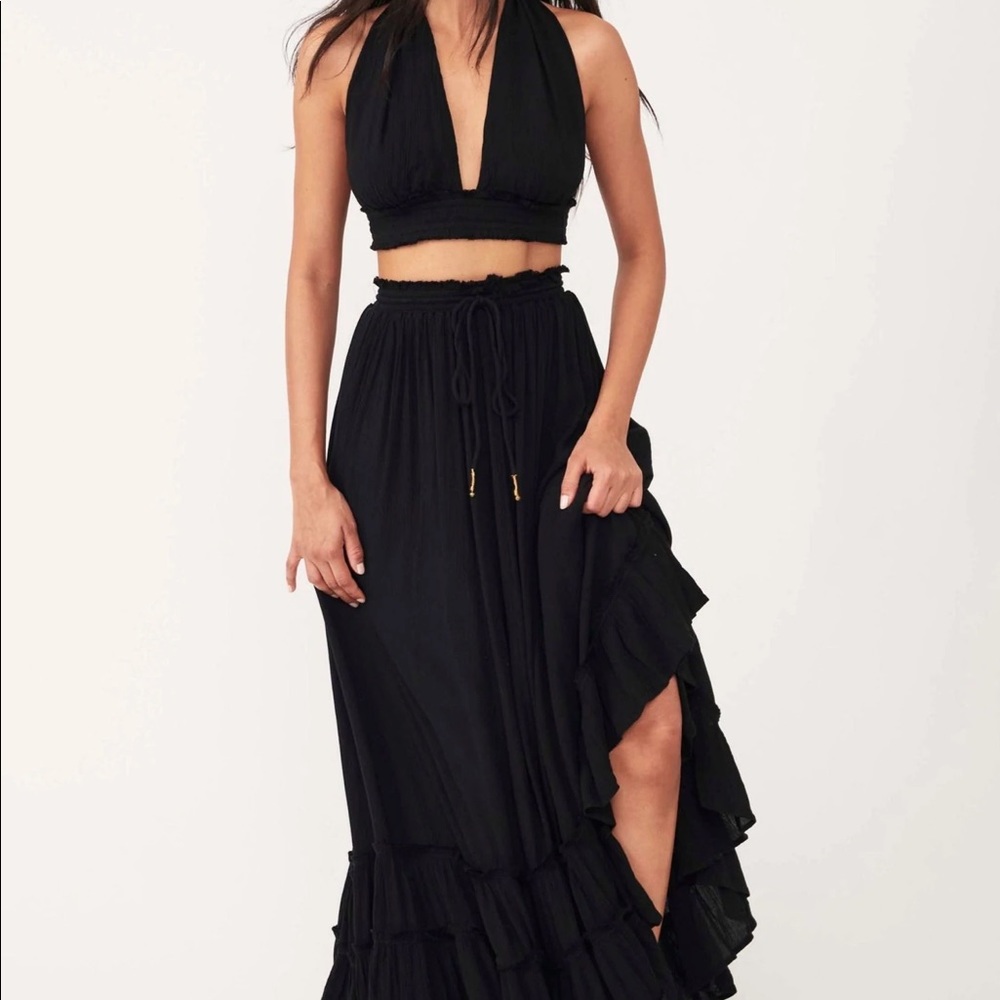 Free People Black Halter Maxi Dress